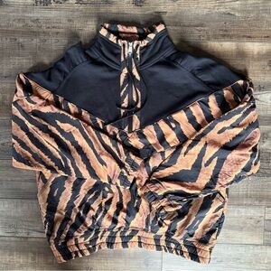 Free People Movement Walk The line Black and Brown Tiger Print Pullover Small